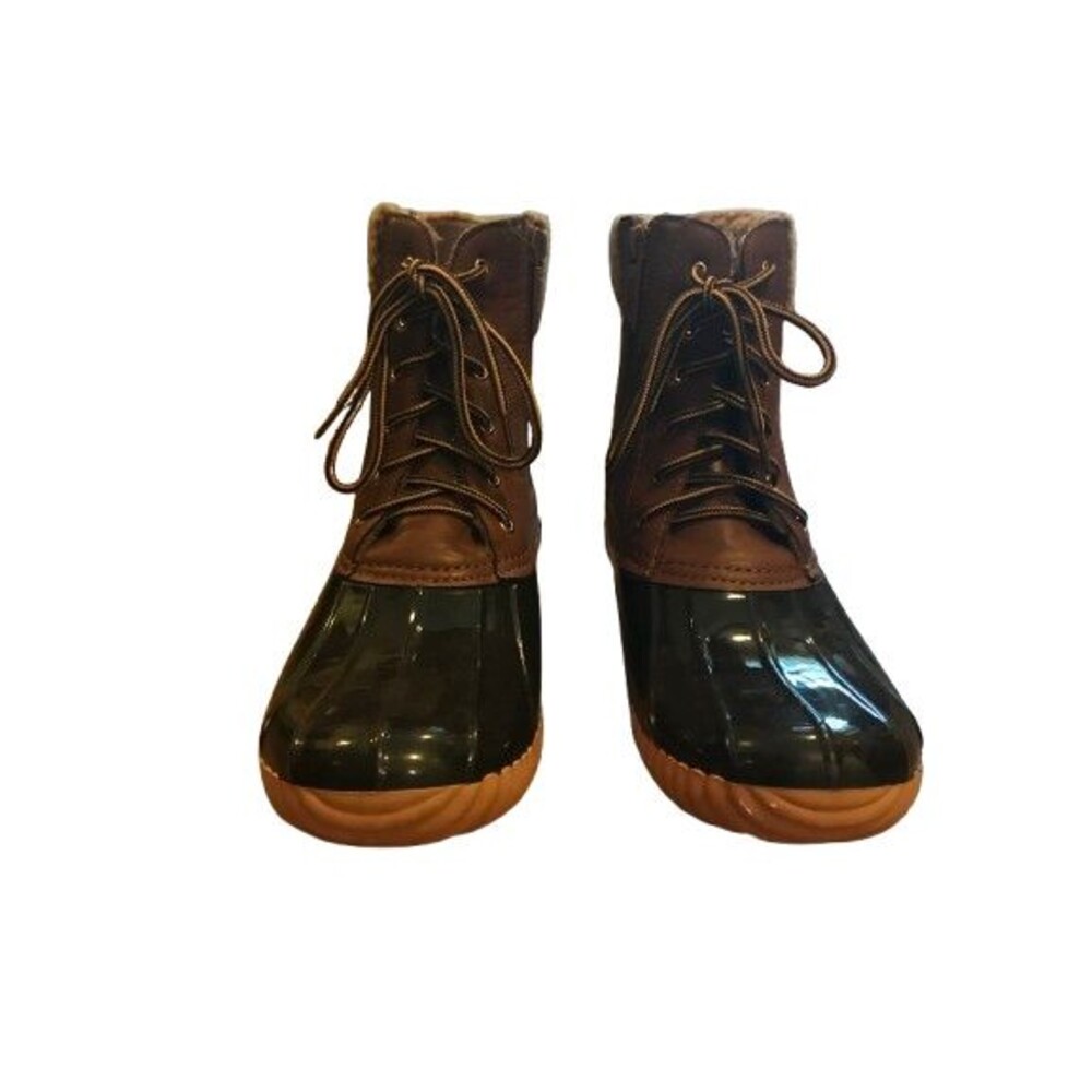 NATURE BREEZE Women SZ 10 Two-Tone Lace Up/Zip Waterproof Insulated Rain Boot